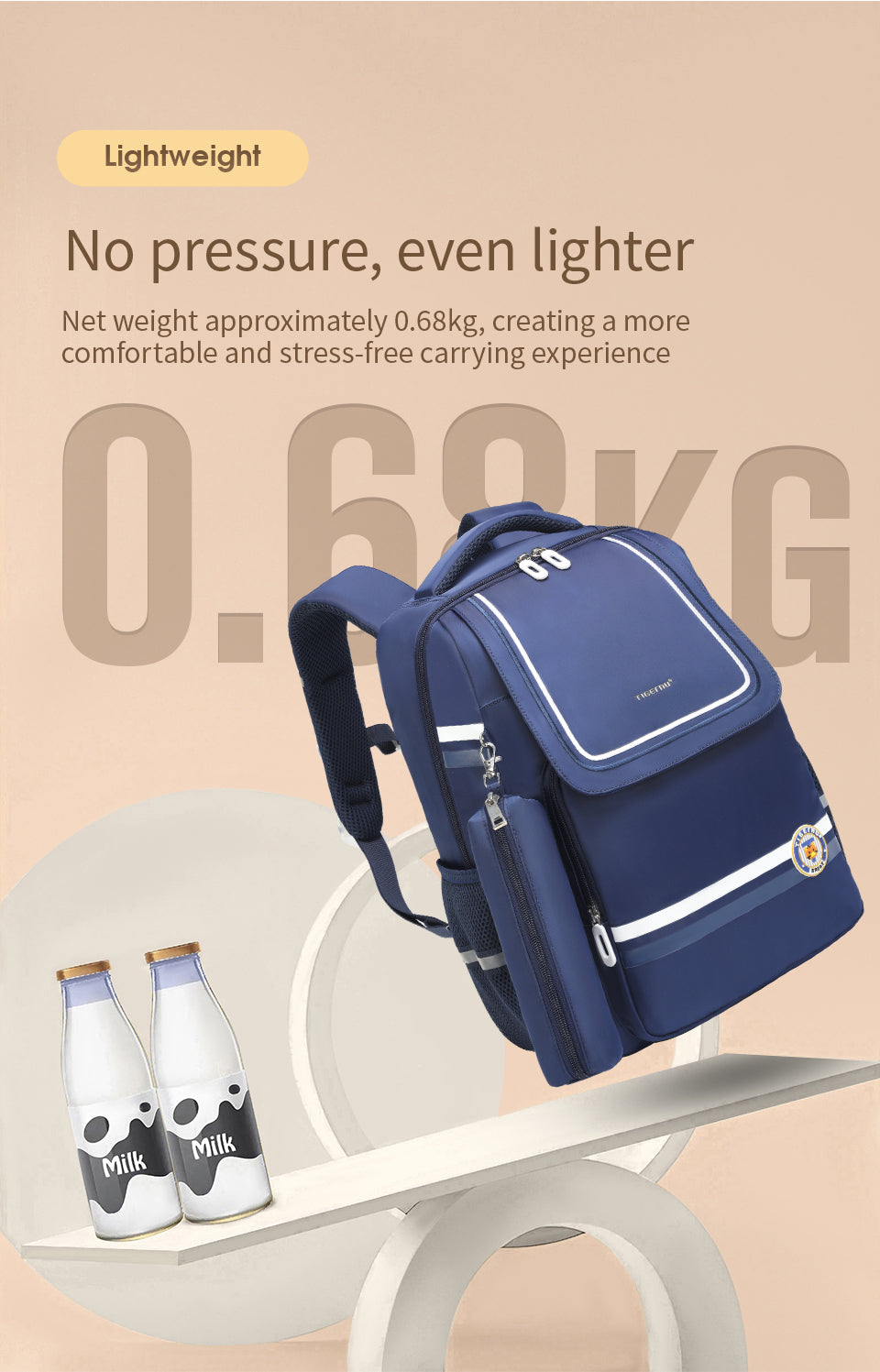 Tigernu High Quality Lightweight Waterproof Student Backpack Large Capacity Oxford Spine Protection Zipper Breathable Safe for Campus