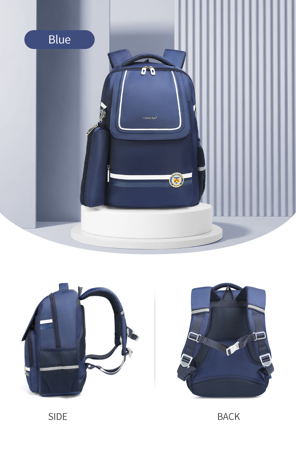 Tigernu High Quality Lightweight Waterproof Student Backpack Large Capacity Oxford Spine Protection Zipper Breathable Safe for Campus