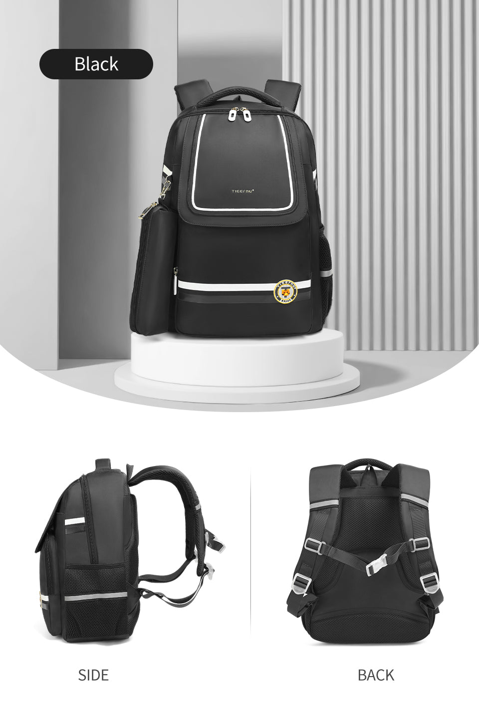 Tigernu High Quality Lightweight Waterproof Student Backpack Large Capacity Oxford Spine Protection Zipper Breathable Safe for Campus