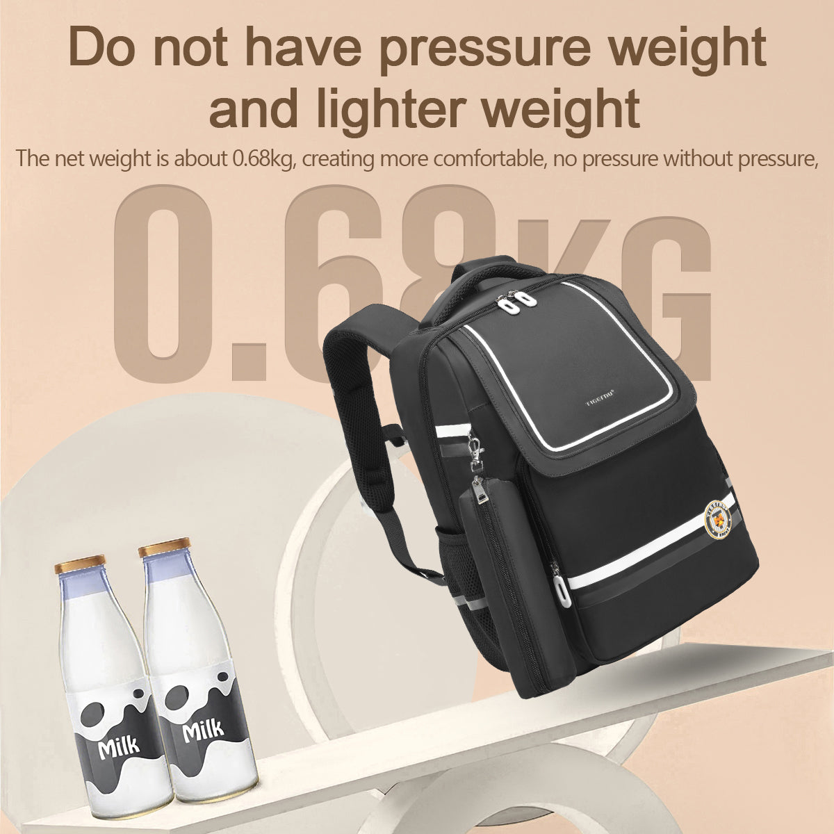 Tigernu High Quality Lightweight Waterproof Student Backpack Large Capacity Oxford Spine Protection Zipper Breathable Safe for Campus
