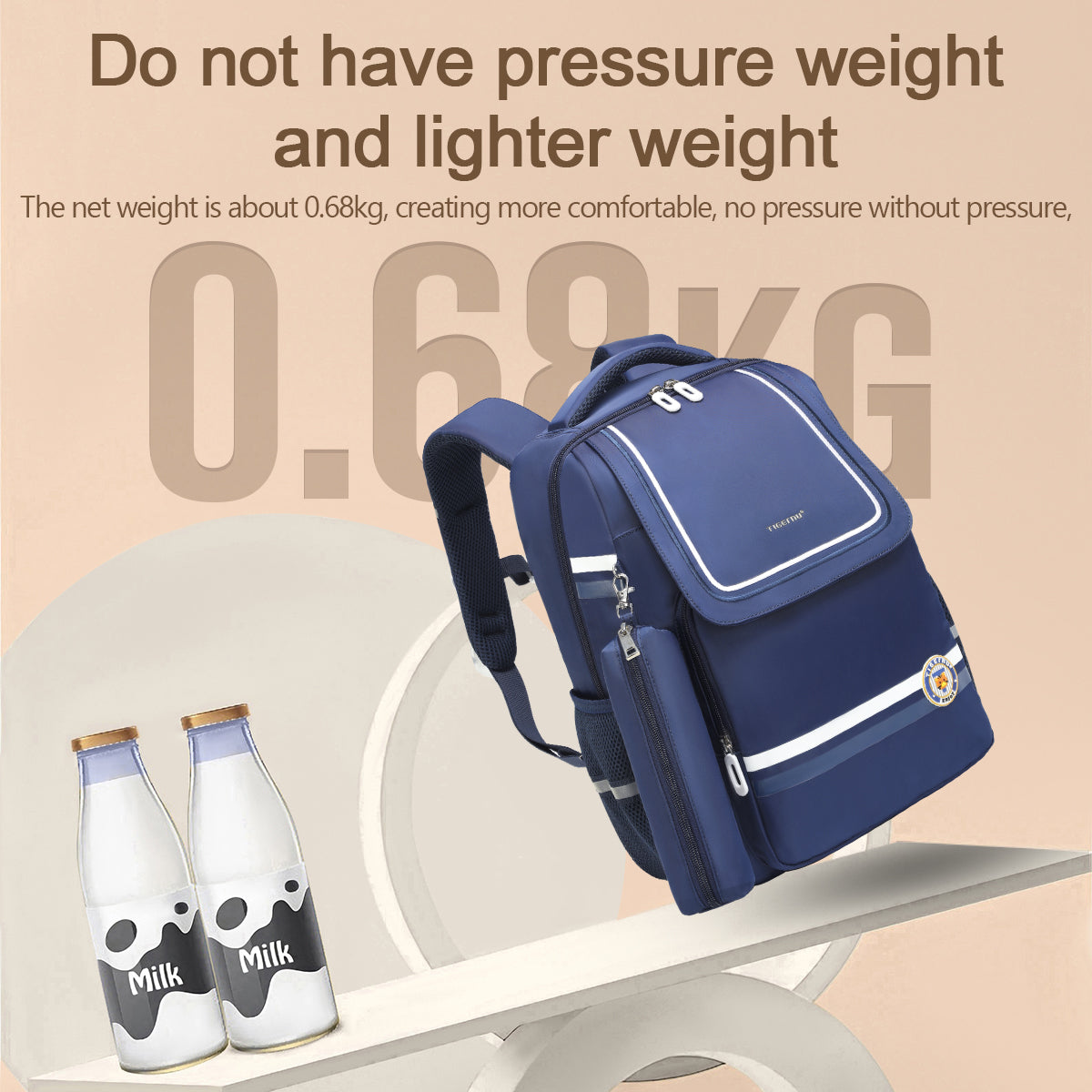 Tigernu High Quality Lightweight Waterproof Student Backpack Large Capacity Oxford Spine Protection Zipper Breathable Safe for Campus