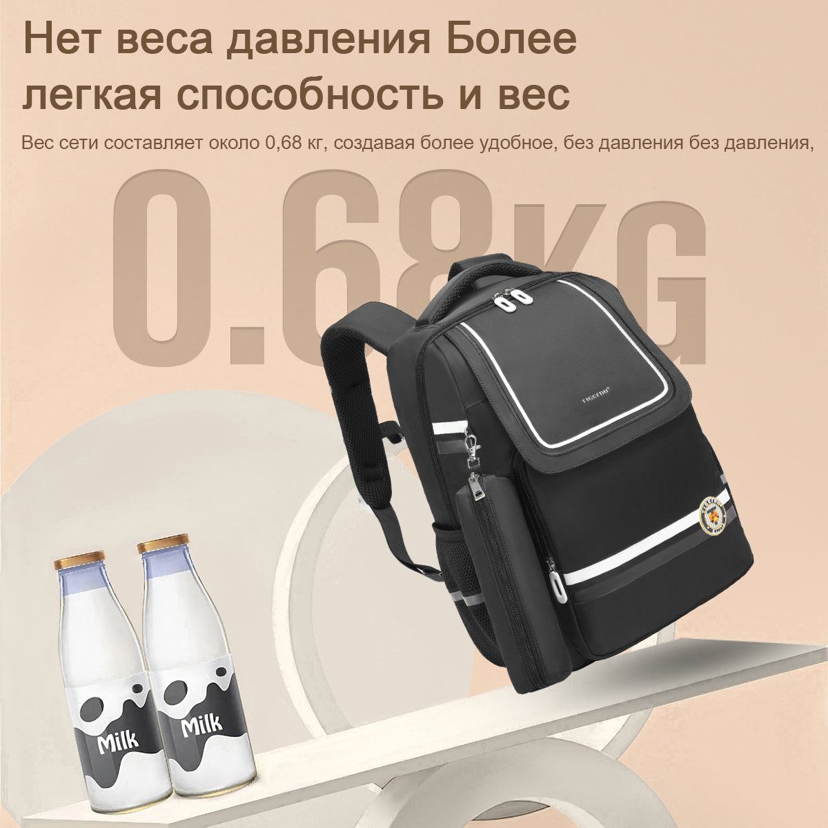 Tigernu High Quality Lightweight Waterproof Student Backpack Large Capacity Oxford Spine Protection Zipper Breathable Safe for Campus
