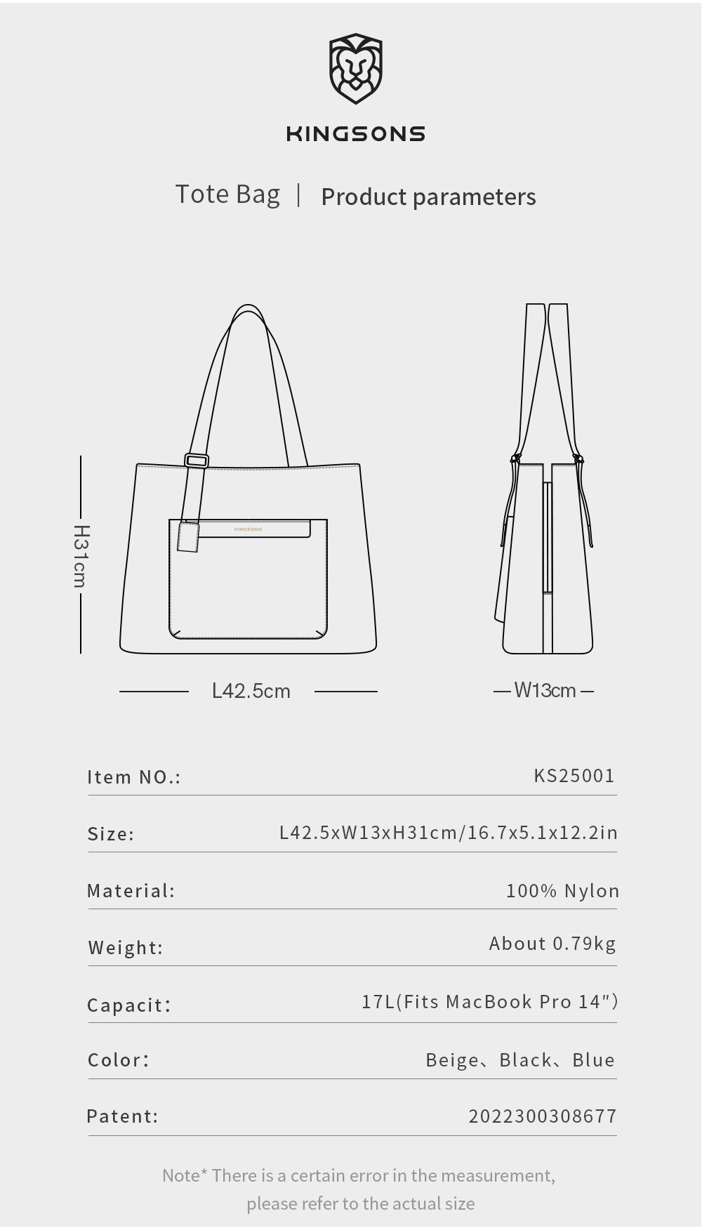kingsons High Quality Large Water Proof Utility Travel Gym Weekender Shoulder Handbag Tote Bag for Women