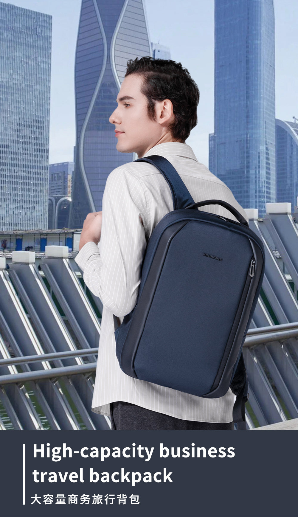 Kingsons Large Capacity Durable Business Laptop Backpack Leather Laptop Backpack Custom logo Waterproof Backpack School Bags
