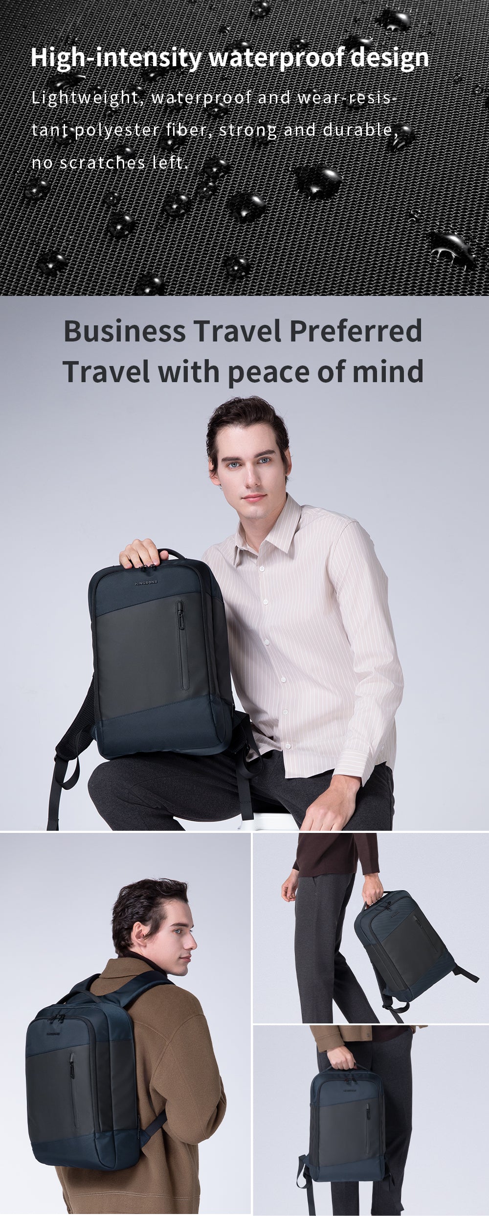 Kingsons Durable Business Laptop Backpack Leather