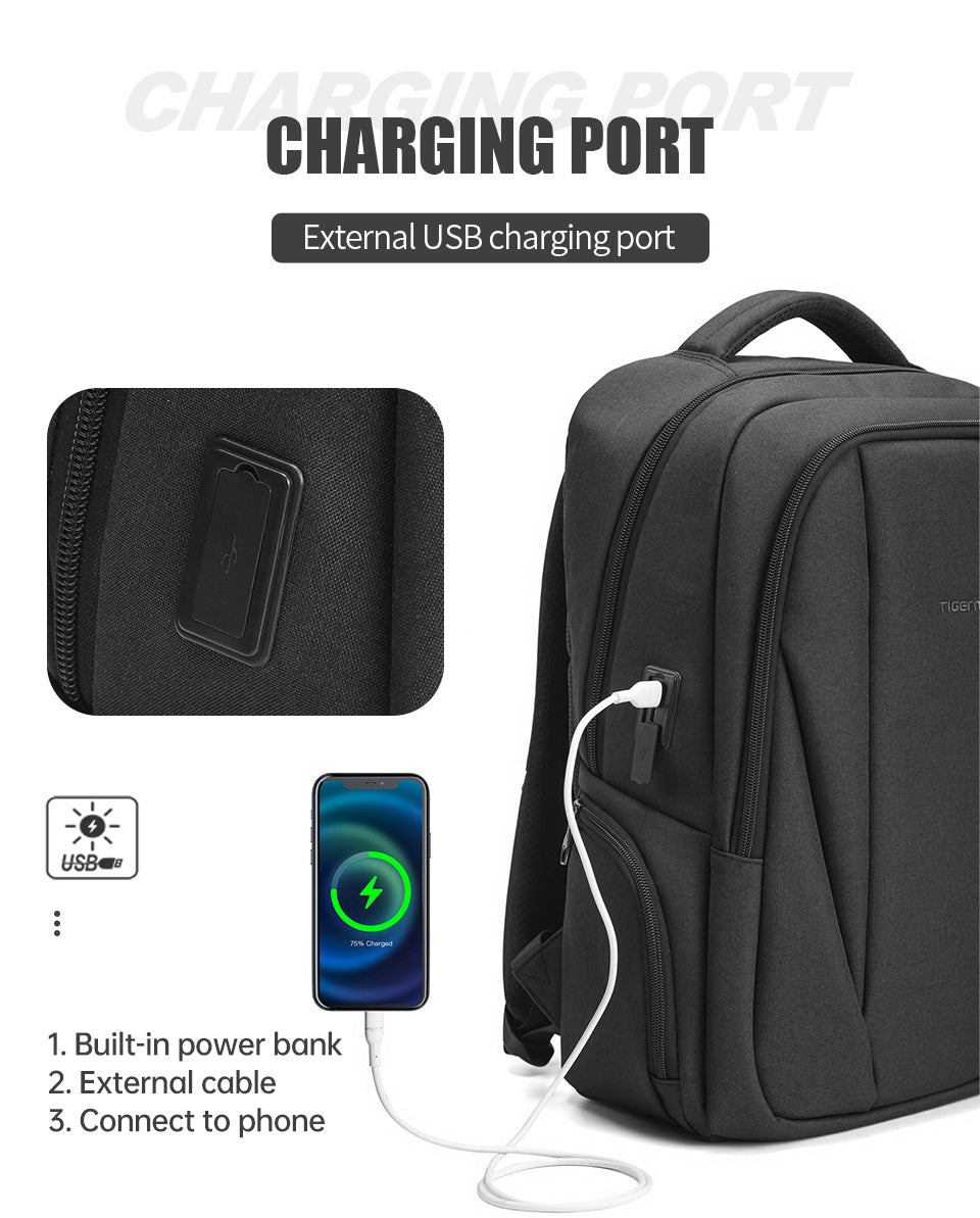 Tigernu High Quality Wholesale 15.6 Inch Computer Compartment Nylon USB Breathable Lightweight Waterproof Outdoor Travel Bag