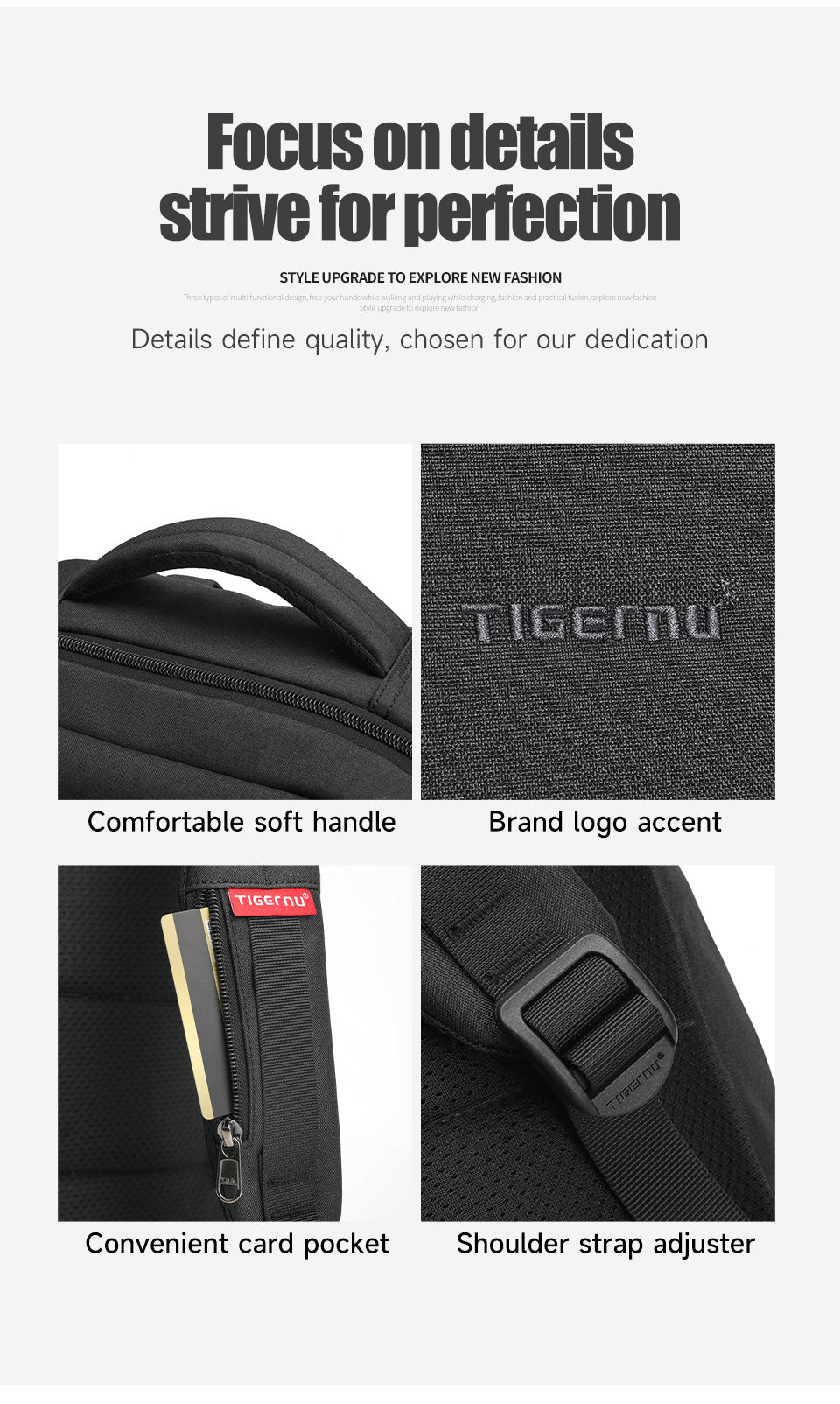 Tigernu High Quality Wholesale 15.6 Inch Computer Compartment Nylon USB Breathable Lightweight Waterproof Outdoor Travel Bag