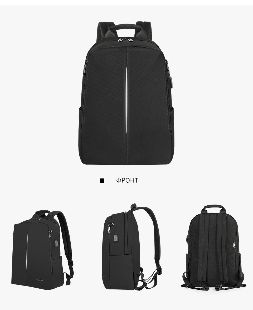 Tigernu Mens Backpack Bag Fit 15.6 Inch Laptop USB Recharging Travel Male Bag Anti-thief Student Bag