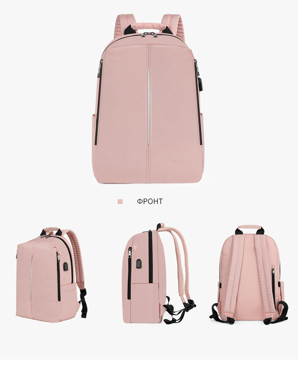 Tigernu Mens Backpack Bag Fit 15.6 Inch Laptop USB Recharging Travel Male Bag Anti-thief Student Bag