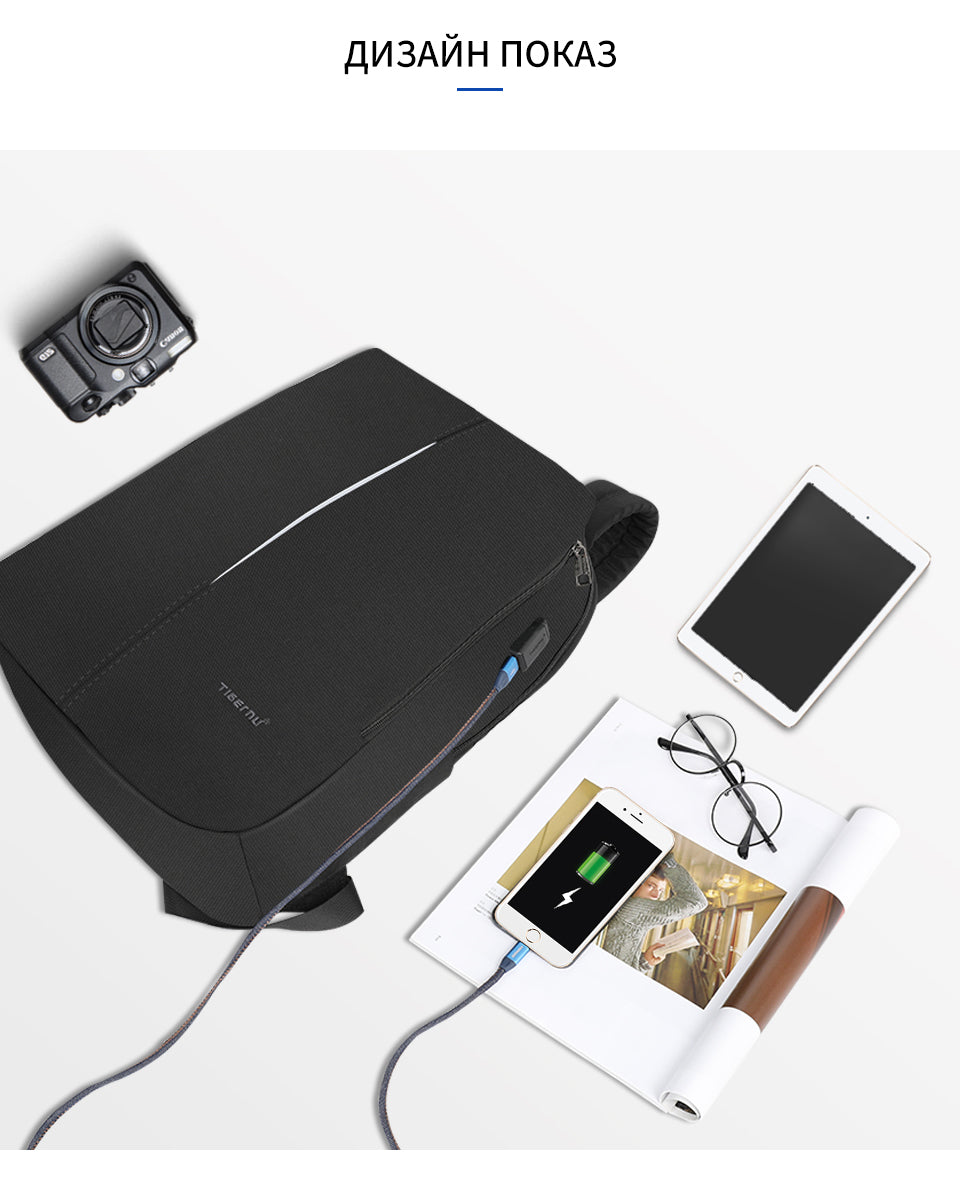 Tigernu Mens Backpack Bag Fit 15.6 Inch Laptop USB Recharging Travel Male Bag Anti-thief Student Bag