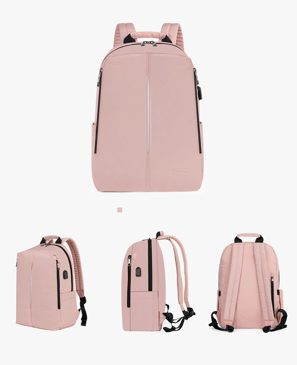 Tigernu Mens Backpack Bag Fit 15.6 Inch Laptop USB Recharging Travel Male Bag Anti-thief Student Bag
