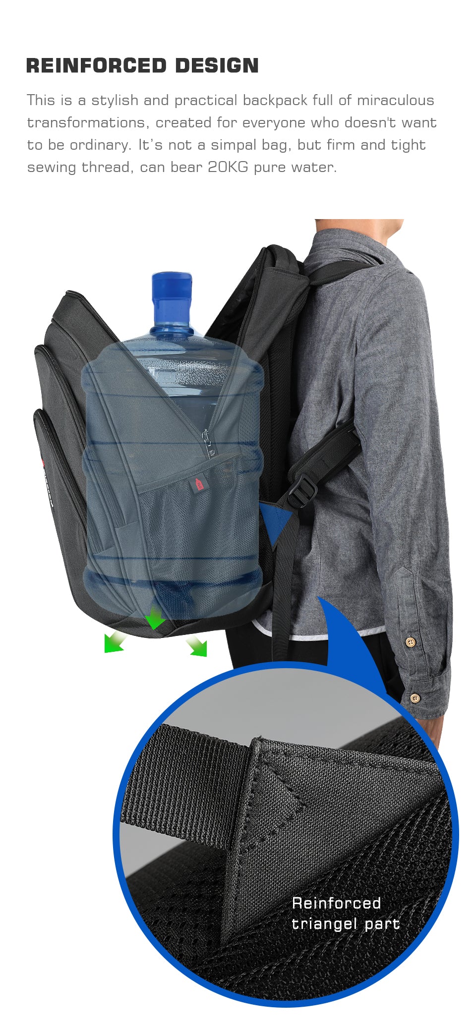 Tigernu High Quality Large Capacity Waterproof Polyester Men Backpack Travel Backpack Outdoor Business Laptop Bag Backpack