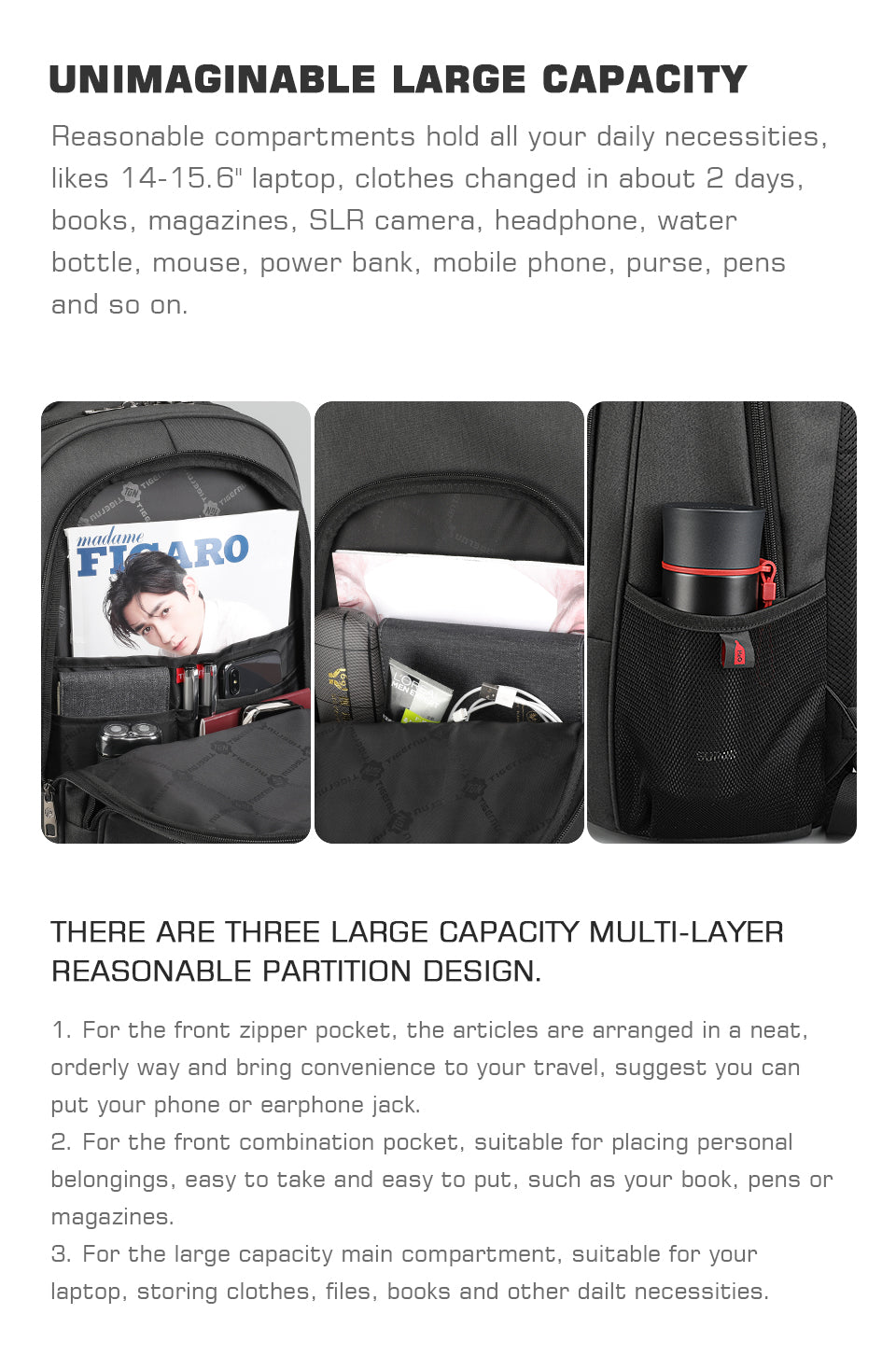 Tigernu High Quality Large Capacity Waterproof Polyester Men Backpack Travel Backpack Outdoor Business Laptop Bag Backpack