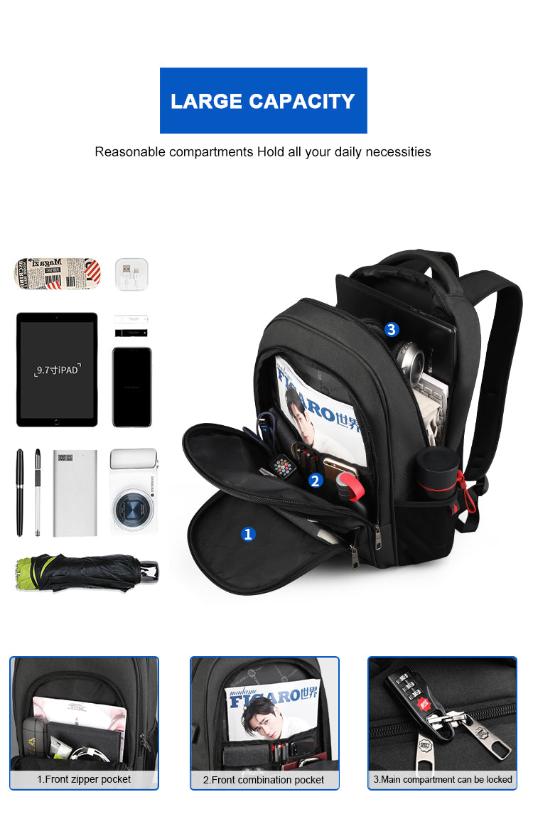 Tigernu High Quality Large Capacity Waterproof Polyester Men Backpack Travel Backpack Outdoor Business Laptop Bag Backpack