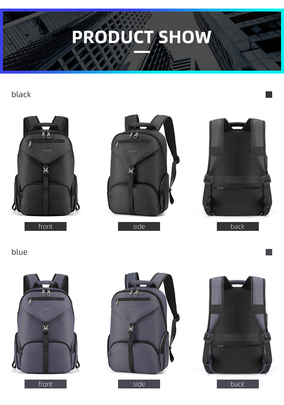 Tigernu Smart Storage Multicolor Backpack 14inch Ergonomic Waterproof Men's Outdoor Bag Men's Backpacks Backpack for Men