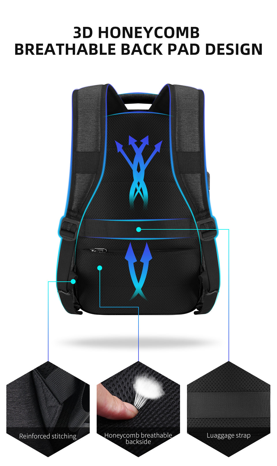 Tigernu Smart Storage Multicolor Backpack 14inch Ergonomic Waterproof Men's Outdoor Bag Men's Backpacks Backpack for Men