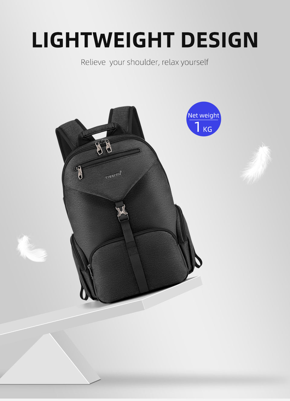 Tigernu Smart Storage Multicolor Backpack 14inch Ergonomic Waterproof Men's Outdoor Bag Men's Backpacks Backpack for Men