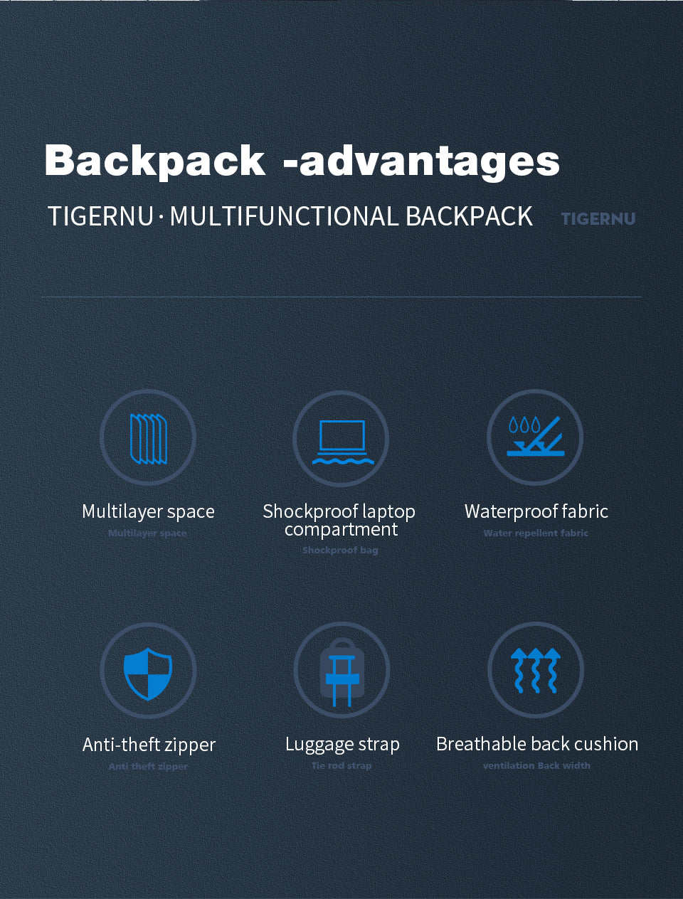 Tigernu Backpack 2025 Customizable Large Capacity Multi-function 15.6 Inch Lightweight Waterproof Daily Commuting Business Backpack