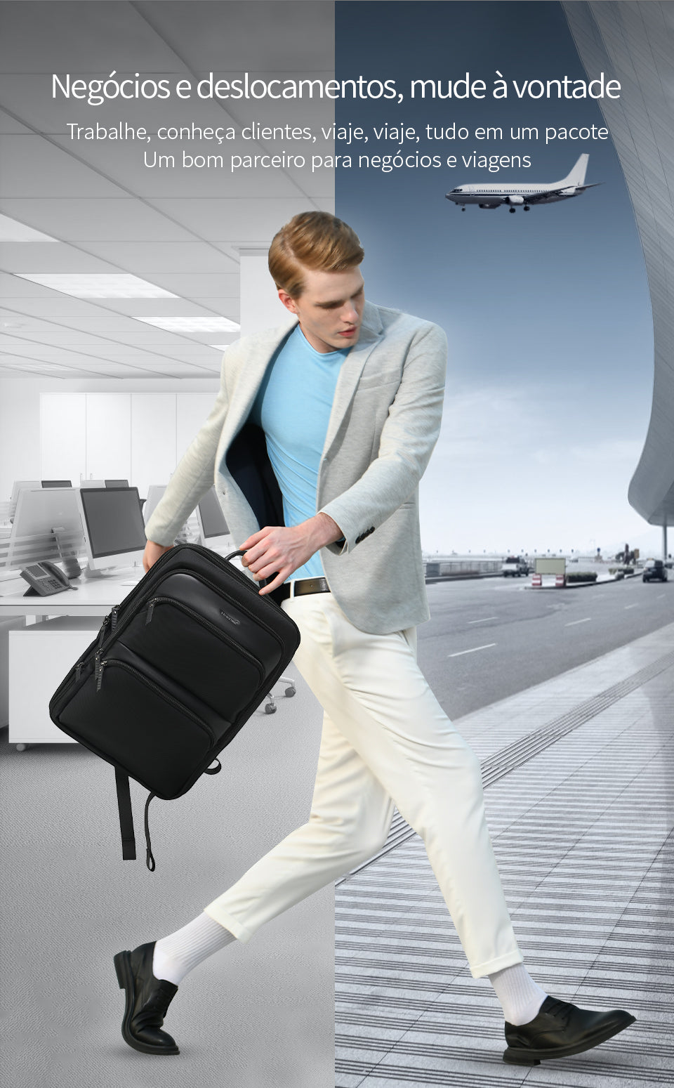 Tigernu Fashion Daily Portable Lightweight Laptop Bag Nylon S-Shaped Ergonomic Dynamic Expansion Men's Backpacks Backpack for Men