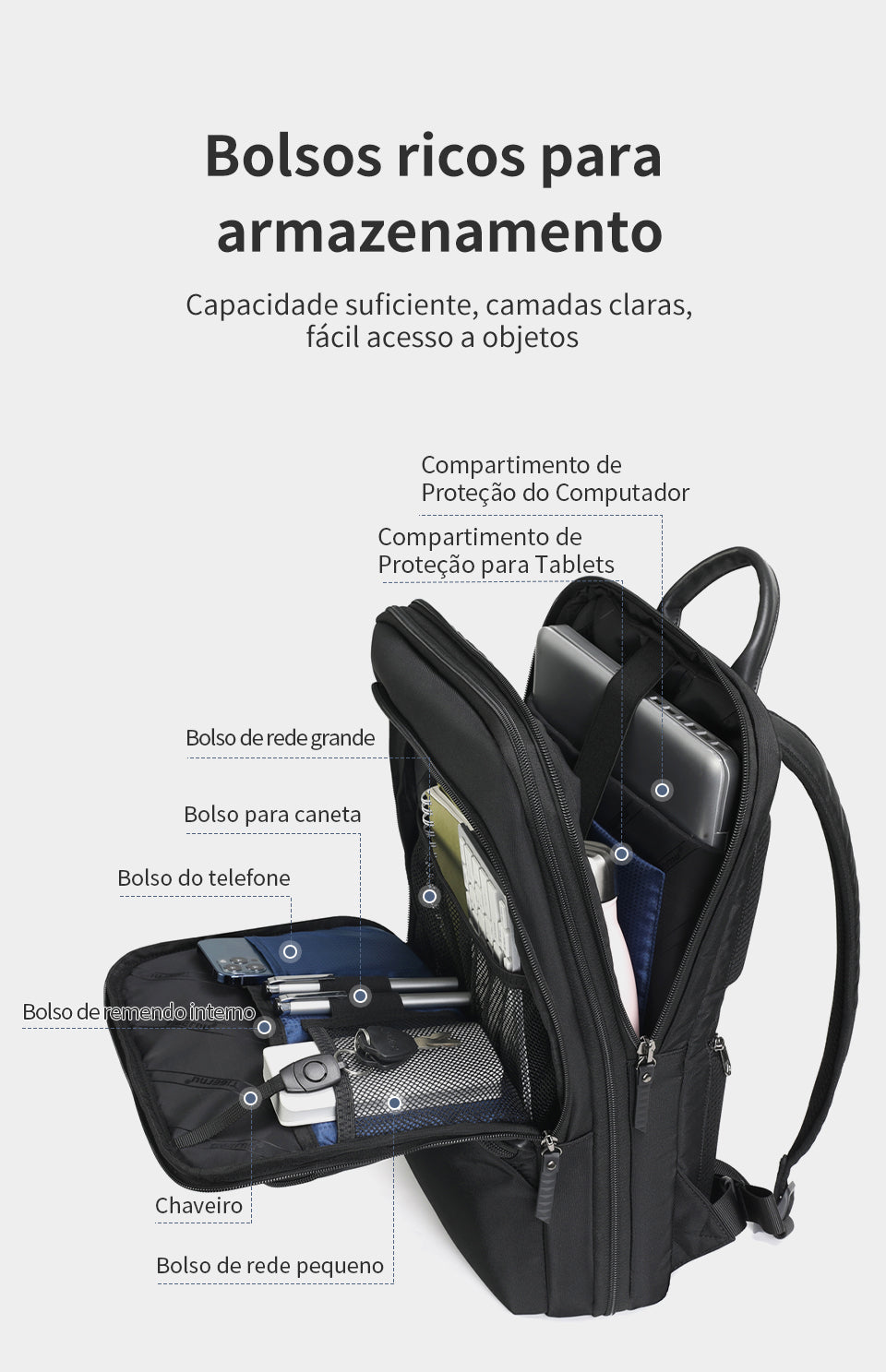Tigernu Fashion Daily Portable Lightweight Laptop Bag Nylon S-Shaped Ergonomic Dynamic Expansion Men's Backpacks Backpack for Men