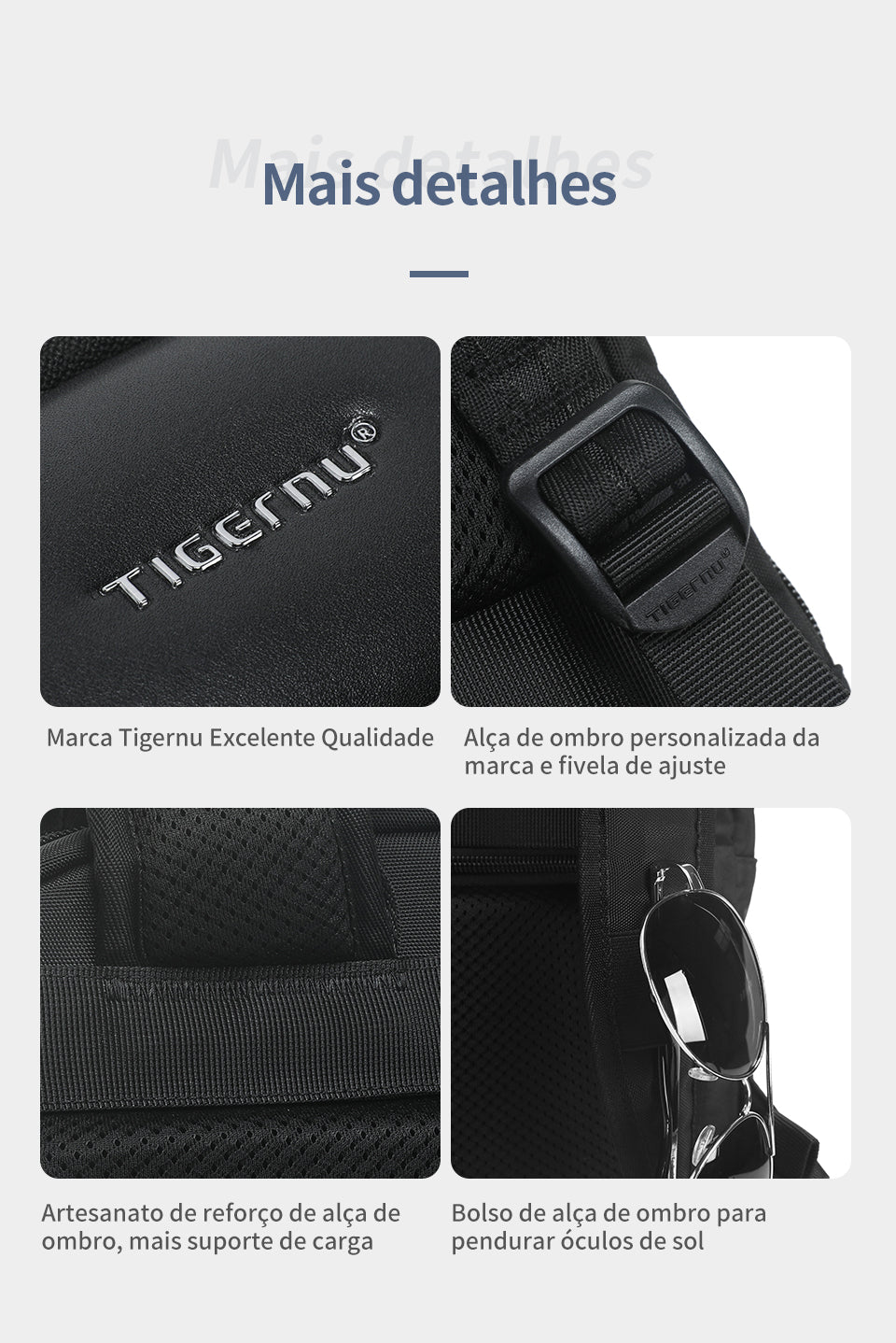 Tigernu Fashion Daily Portable Lightweight Laptop Bag Nylon S-Shaped Ergonomic Dynamic Expansion Men's Backpacks Backpack for Men
