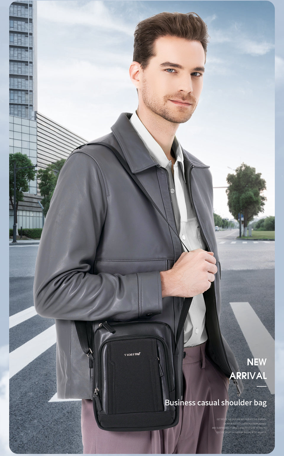 TIGERNU Men's Multifunctional Nylon Laptop Shoulder Sling Bag 9.7inches Fashionable Multi-Pocket Storage for Commuting