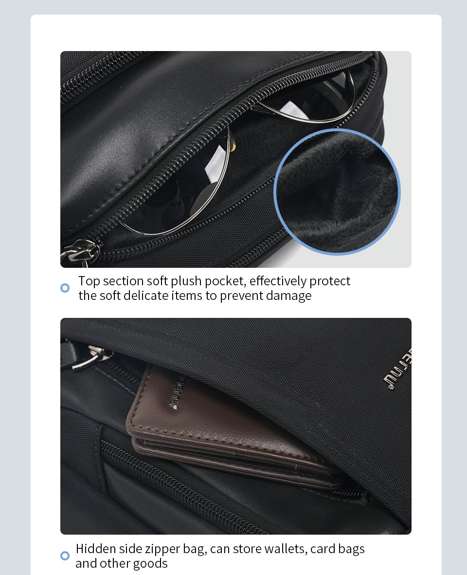 TIGERNU Men's Multifunctional Nylon Laptop Shoulder Sling Bag 9.7inches Fashionable Multi-Pocket Storage for Commuting