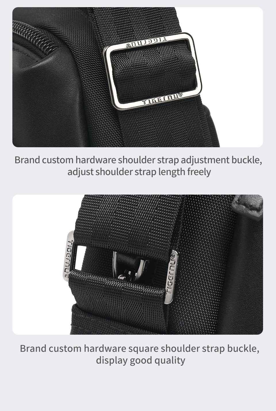 TIGERNU Men's Multifunctional Nylon Laptop Shoulder Sling Bag 9.7inches Fashionable Multi-Pocket Storage for Commuting