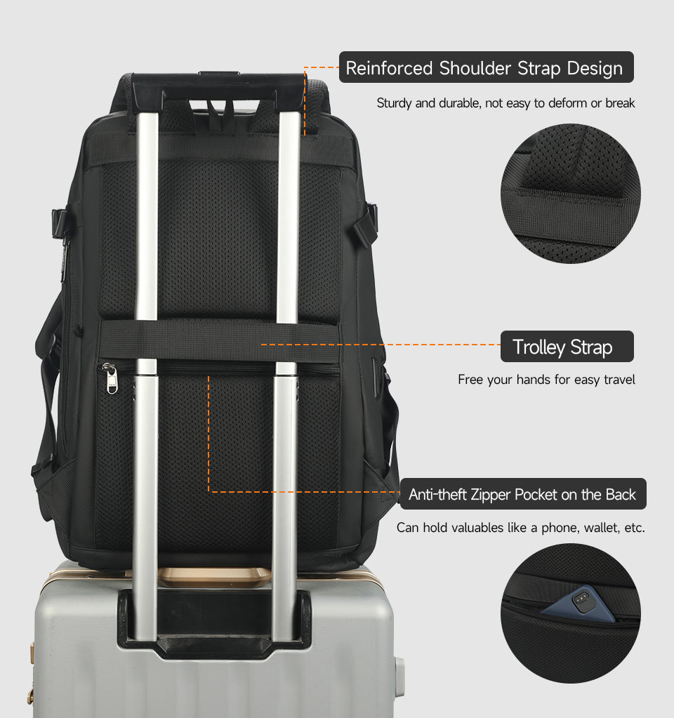 Tigernu Multi Functional Expansion Compartment, USB Waterproof and Breathable Honeycomb Back Panel, Nylon 3-in-1 Detachable Travel Bag