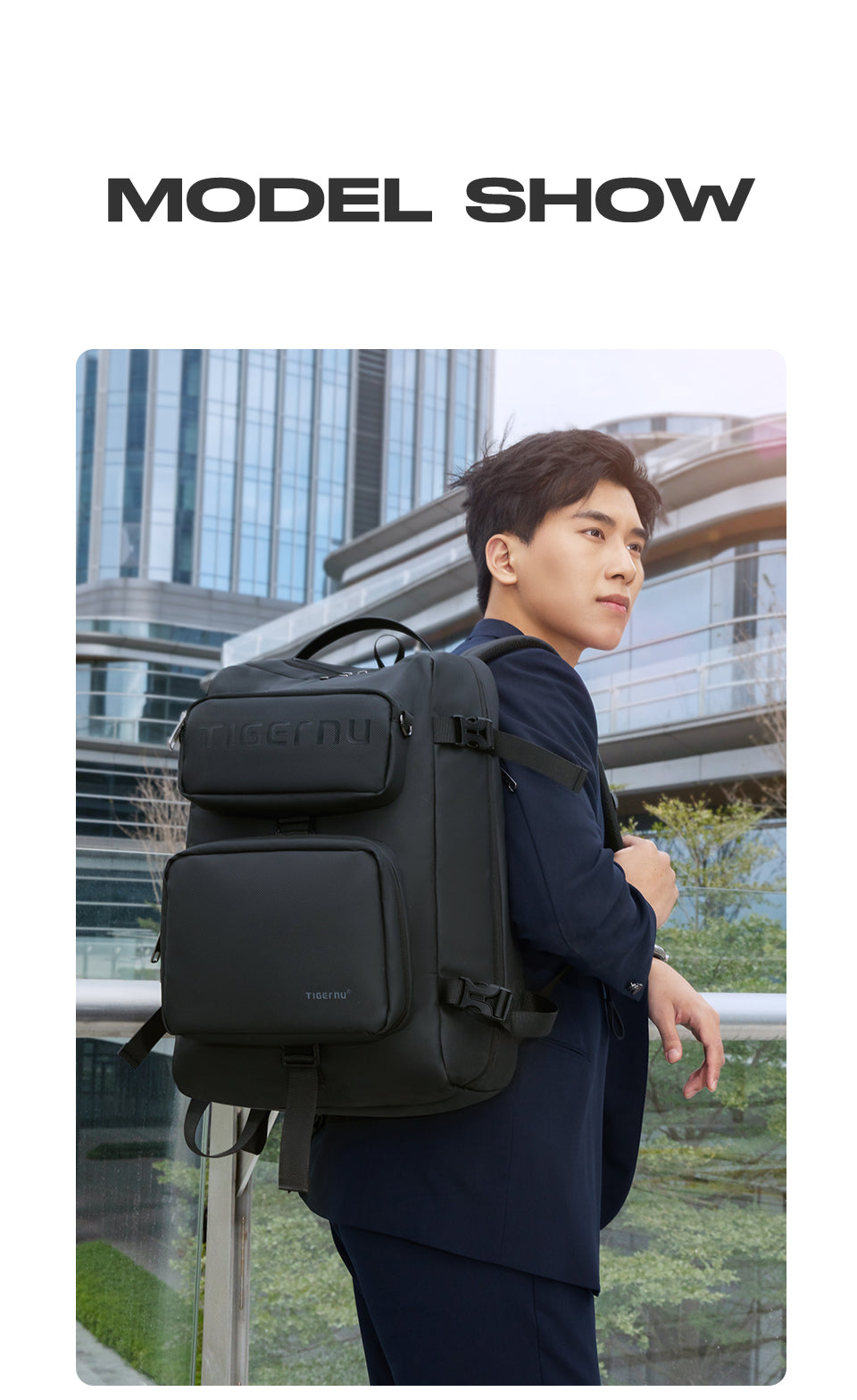 Tigernu Multi Functional Expansion Compartment, USB Waterproof and Breathable Honeycomb Back Panel, Nylon 3-in-1 Detachable Travel Bag