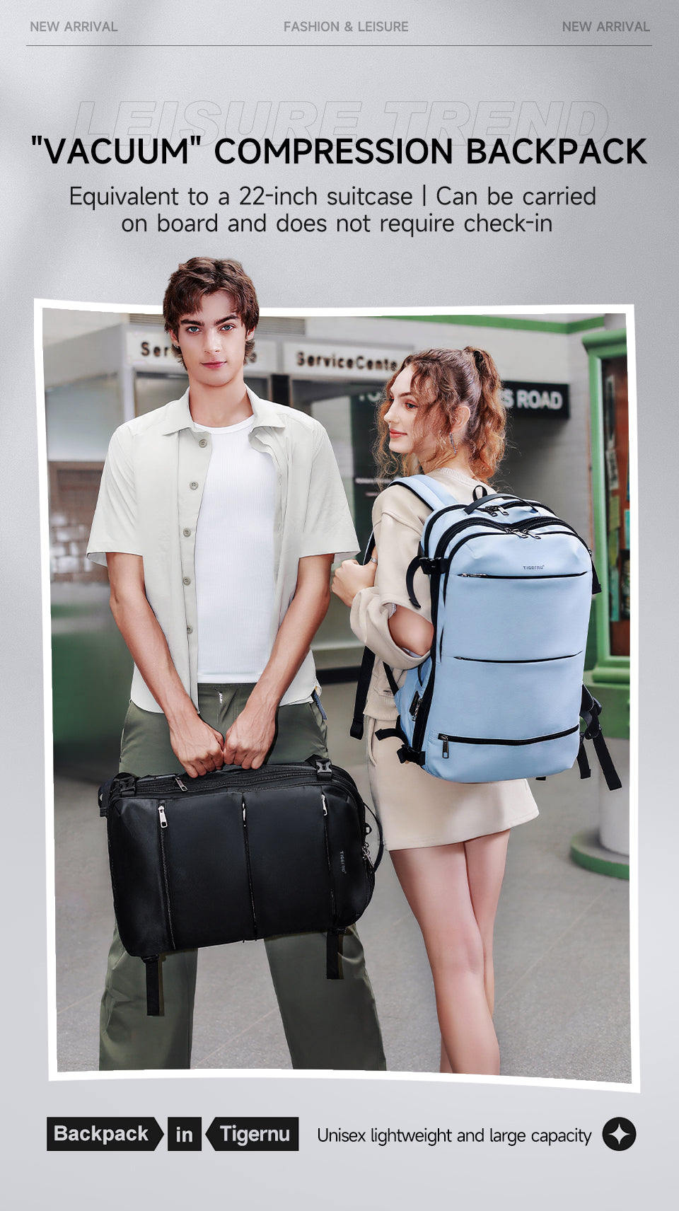 TIGERNU Expansion Layer 17 Inch Breathable Honeycomb Backboard Anti-theft Rainstorm Waterproof Travel Vacuum Backpack