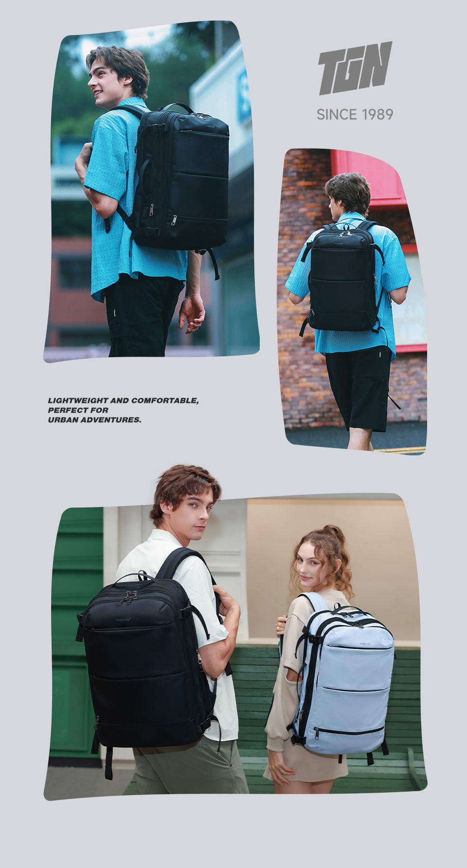 TIGERNU Expansion Layer 17 Inch Breathable Honeycomb Backboard Anti-theft Rainstorm Waterproof Travel Vacuum Backpack