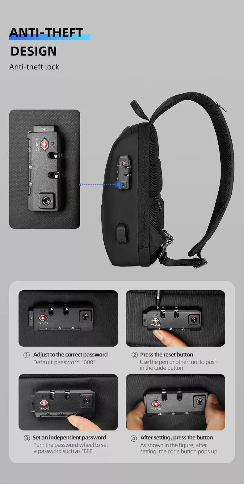 Mark Ryden New Custom Anti-theft School Business Usb Charging Shoulder Bag Men Chest Sling Bag
