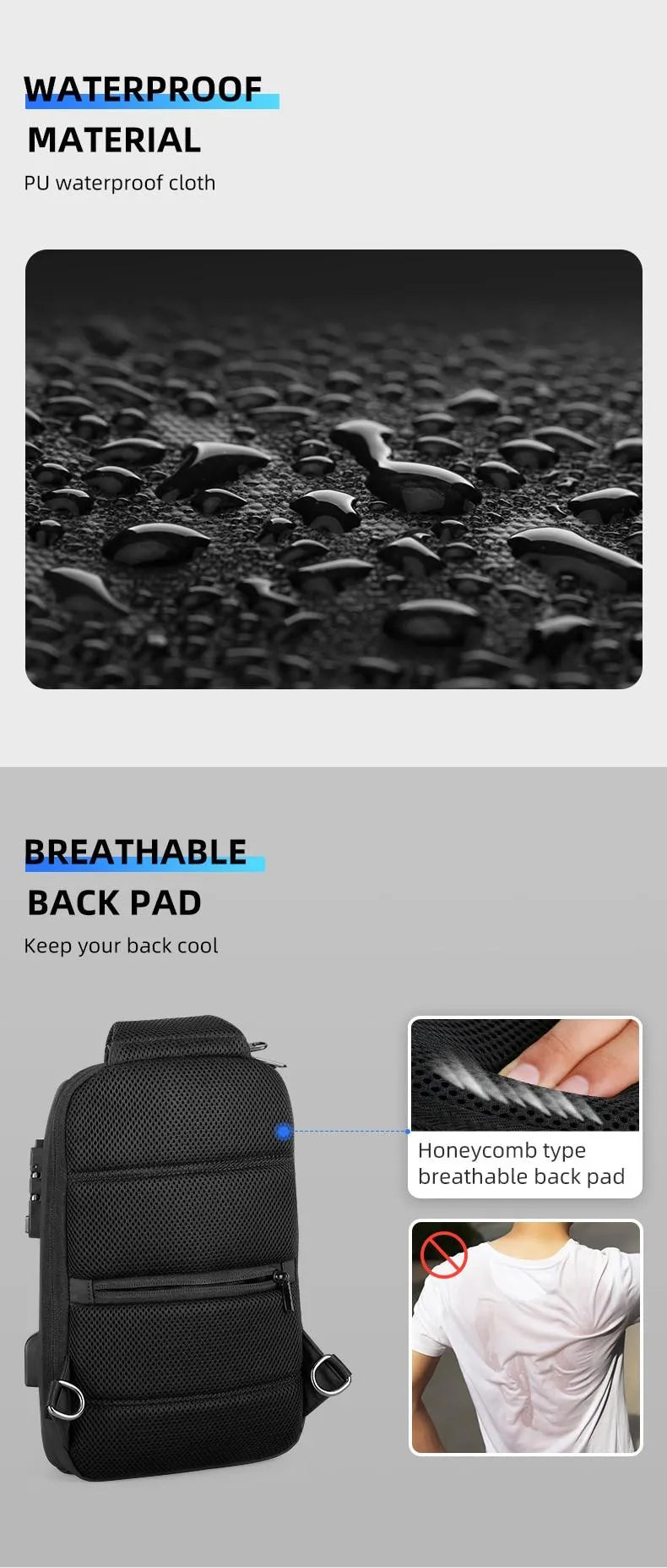 Mark Ryden New Custom Anti-theft School Business Usb Charging Shoulder Bag Men Chest Sling Bag
