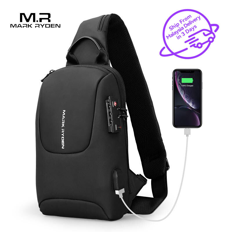 Mark Ryden New Custom Anti-theft School Business Usb Charging Shoulder Bag Men Chest Sling Bag
