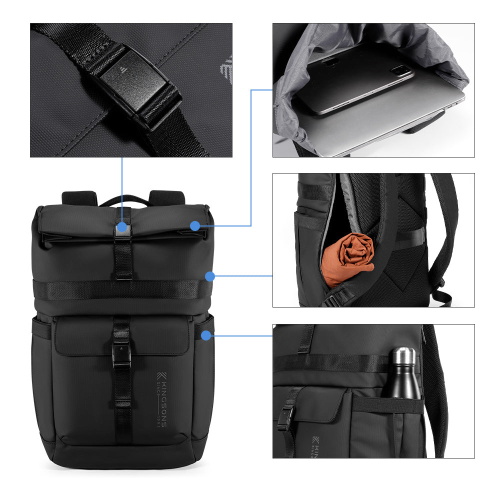 Kingsons Men's Backpack in NEW Design Travel Bag with Detachable Shoulder Bag Mochila Wholesale