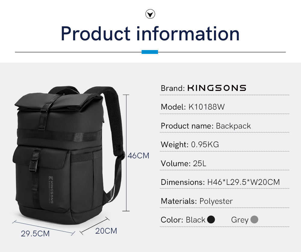Kingsons Men's Backpack in NEW Design Travel Bag with Detachable Shoulder Bag Mochila Wholesale