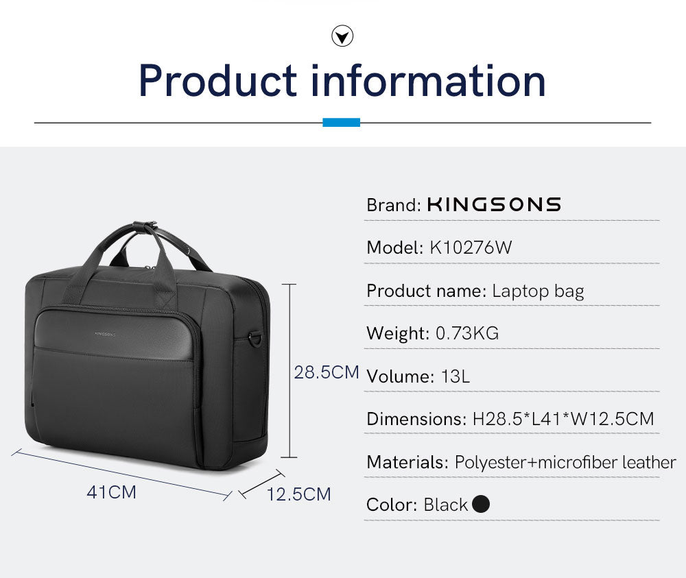 Kingsons Water Repellent Handbag Stylish Briefcase Notebook Bags Business Laptop Bag Unisex Portable Laptop Bag