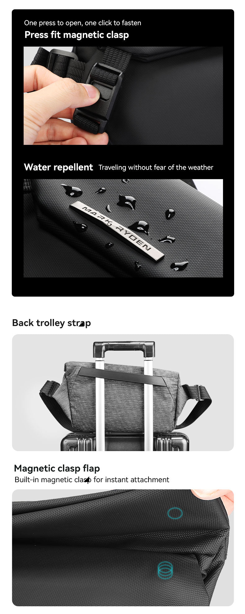 Mark Ryden Factory Wholesale Customised Crossbody Bag Men's Large Capacity Shoulder Tide Sports Small Backpack Bag