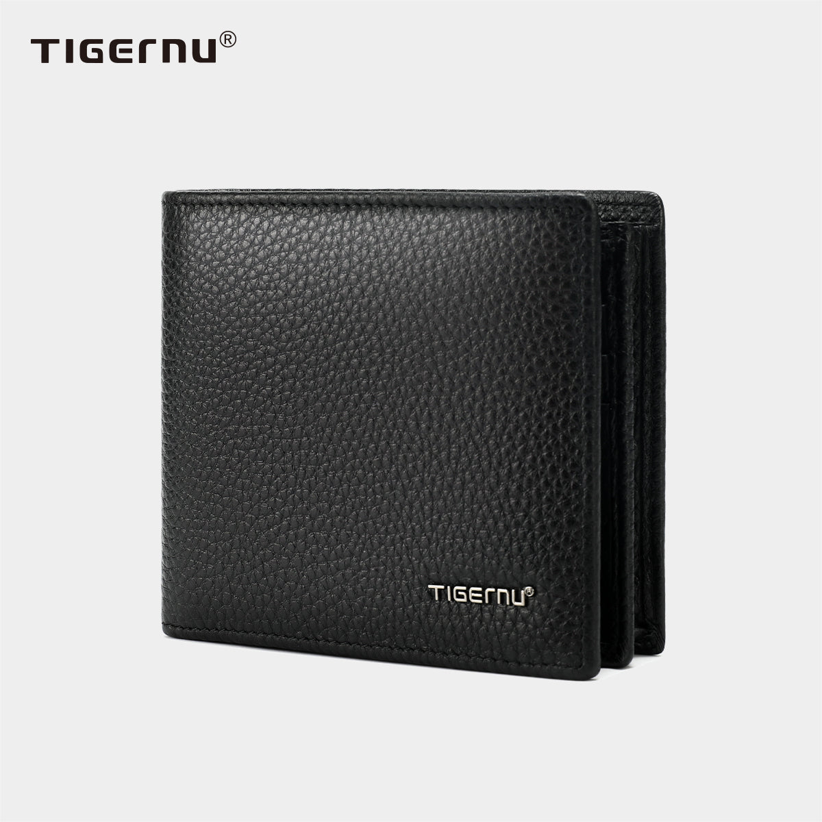 tigernu Genuine Top Layer Cowhide 6.1-Inch Short Men's Wallet Open Closure Waterproof Polyester Wear-Resistant Large Capacity Business