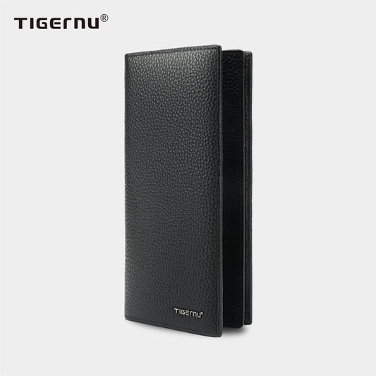 TIGERNU Craftsmanship Design 10 Inch Top Layer Cowhide Durable and Sturdy Classic Style Business Communication Daily Men's Wallet