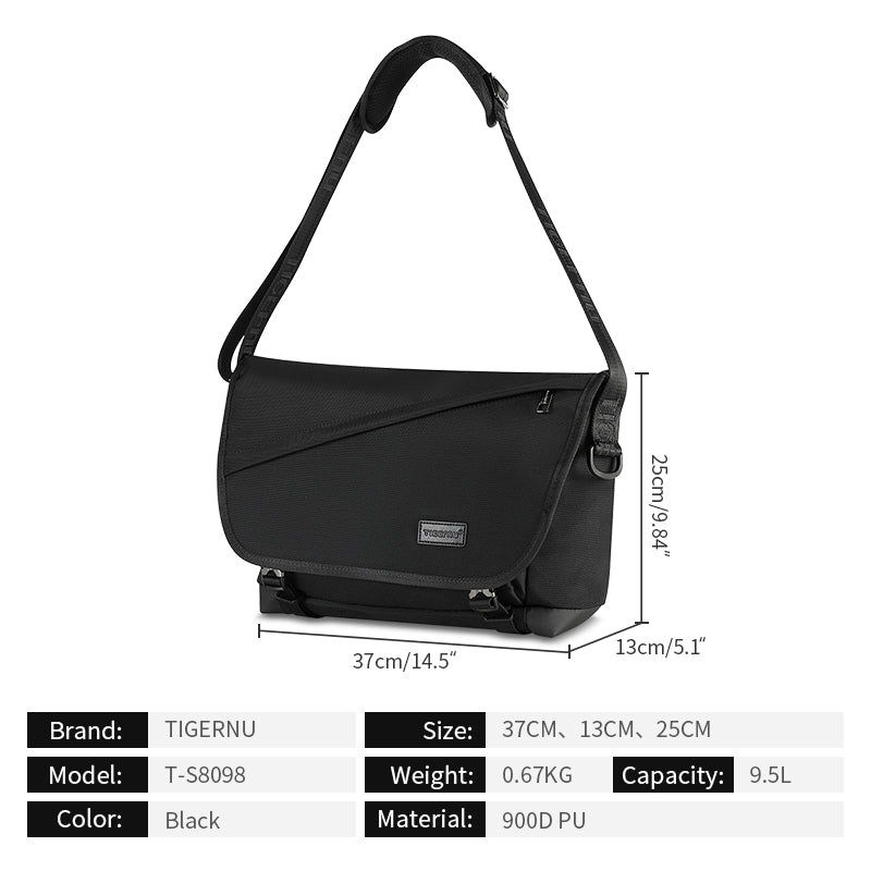 Tigernu Lightweight and Durable 10.1-inch Nylon Waterproof Scratch Resist Sports Cycling Outdoor Sports Men's Crossbody Bag Sling Bag