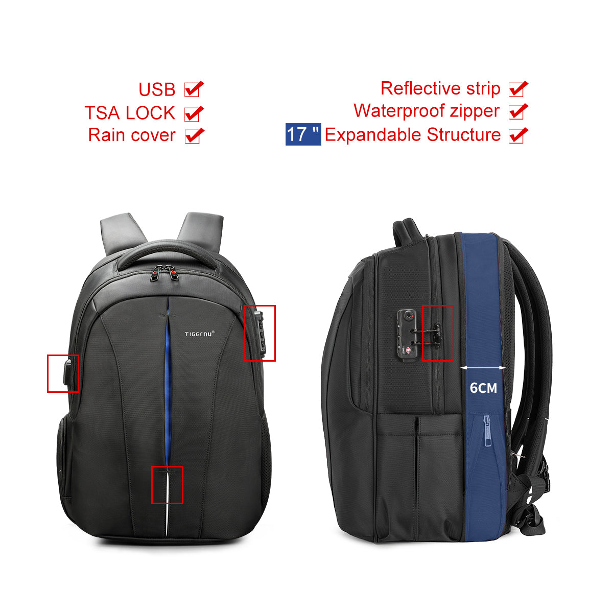 Tigernu High Quality Large Capacity Waterproof Travel Backpack Outdoor Business Laptop Bag Backpack