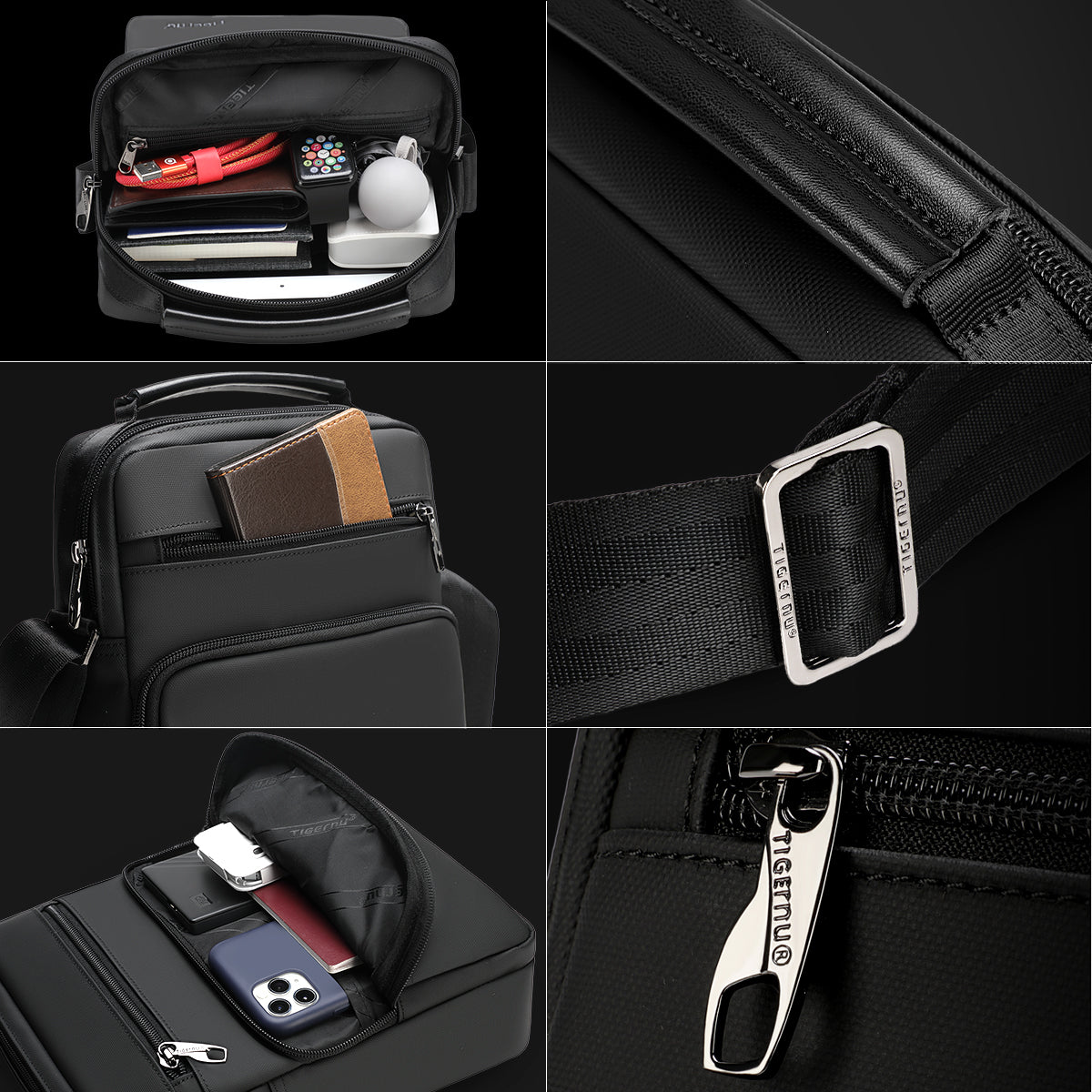 Tigernu Daily 9.6-inch Tablet Computer TPU Shock-absorbing Particles Business Outdoor Sport Travel Men's Crossbody Bag Sling Bag