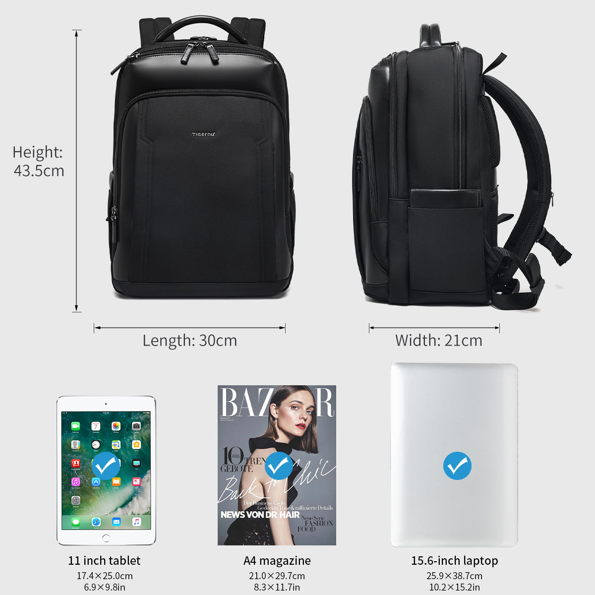 Tigernu Backpack 2025 Customizable Large Capacity Multi-function 15.6 Inch Lightweight Waterproof Daily Commuting Business Backpack