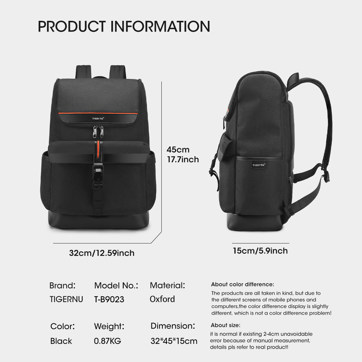Tigernu 15.6 inch roll top bagpack man multifunctional travel bag for college boys