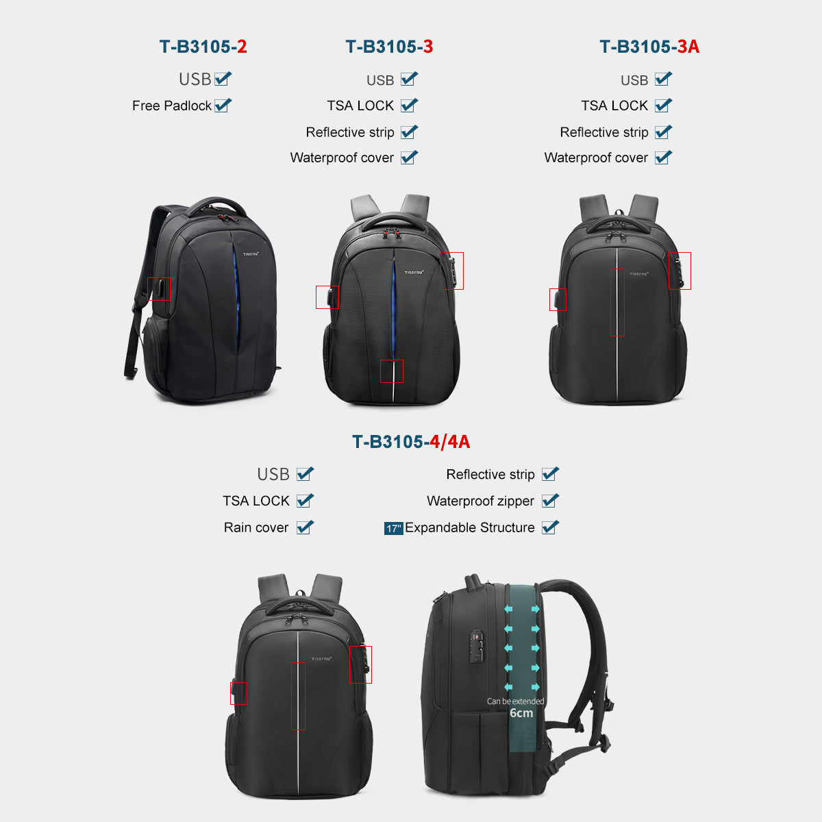 Tigernu Anti-theft Waterproof Backpack Usb Backpacks With Tsa Lock Mochilas Computer Leisure Backpack