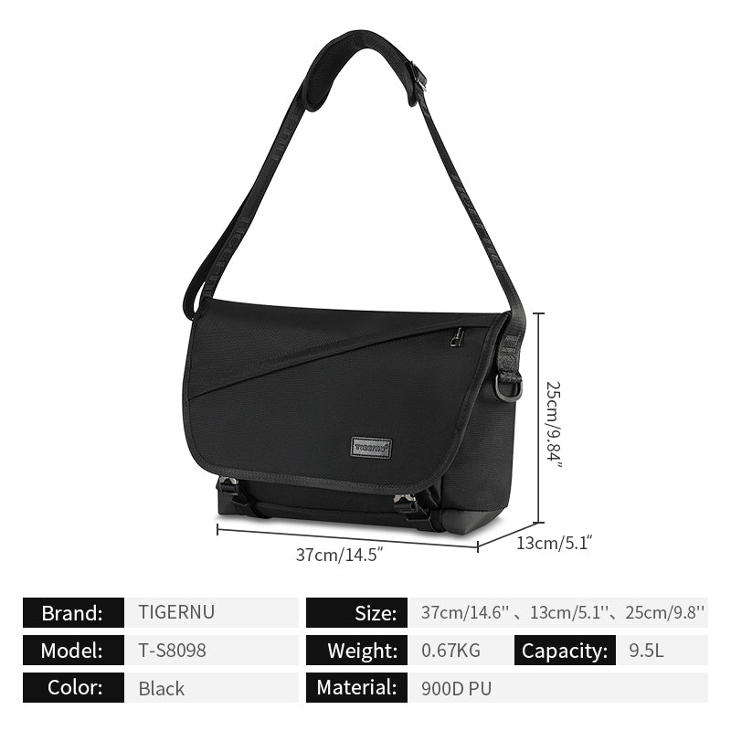 Tigernu Lightweight and Durable 10.1-inch Nylon Waterproof Scratch Resist Sports Cycling Outdoor Sports Men's Crossbody Bag Sling Bag