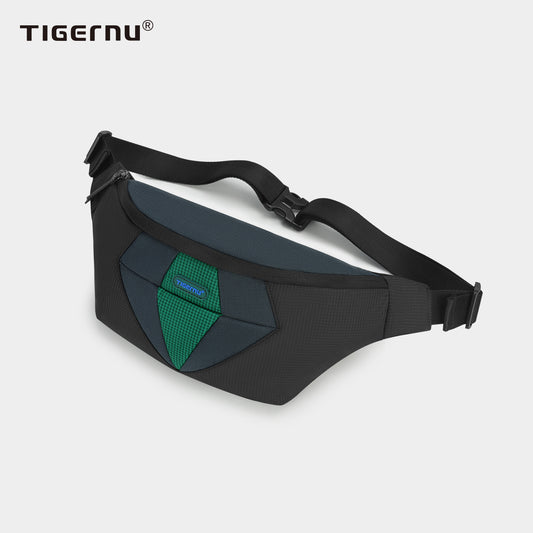 TIGERNU Lightweight and Breathable 7.5 Inch Flat Nylon Large Capacity Durable Waterproof Outdoor Leisure Men's Crossbody Bag Sling Bag