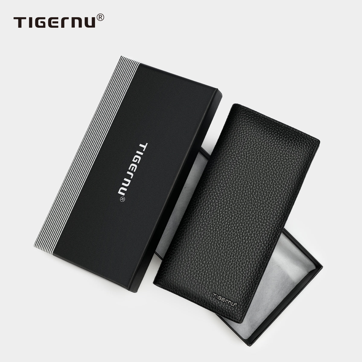 TIGERNU Craftsmanship Design 10 Inch Top Layer Cowhide Durable and Sturdy Classic Style Business Communication Daily Men's Wallet